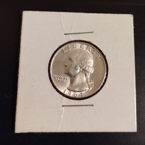1964 D Silver Quarter Coin. 90% Silver